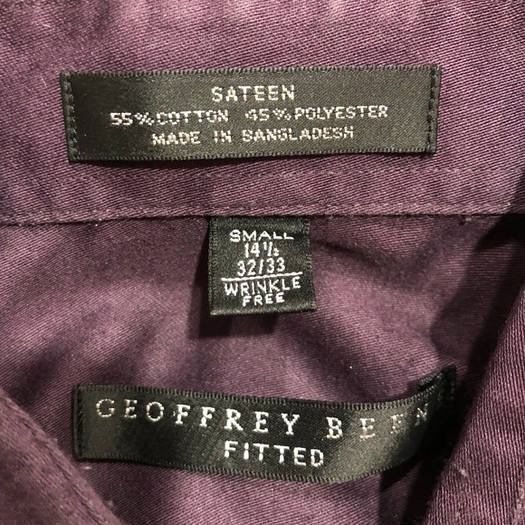 *GEOFFREY BEENE* Men's Fitted Sateen Button Down Shirt Size Small - Picture 6 of 6
